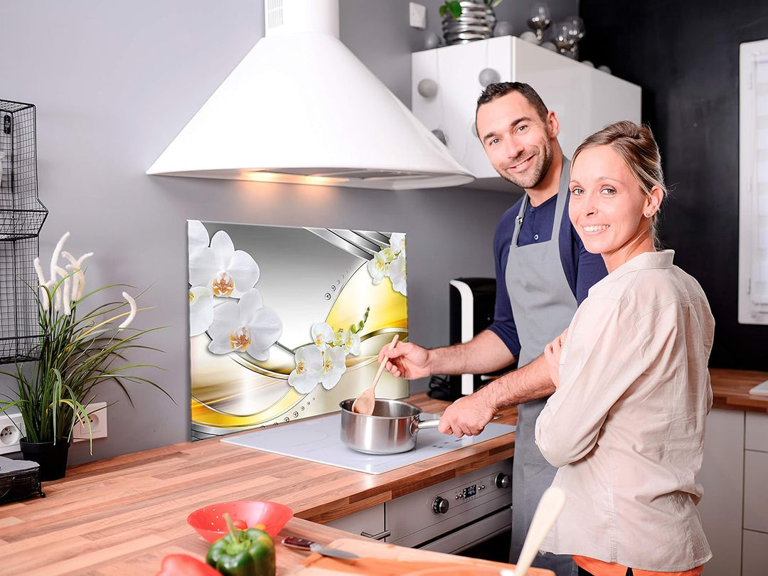 murando Spritzschutz Glas für Küche 80x60 cm Küchenrückwand Küchenspritzschutz Fliesenschutz Glasbil