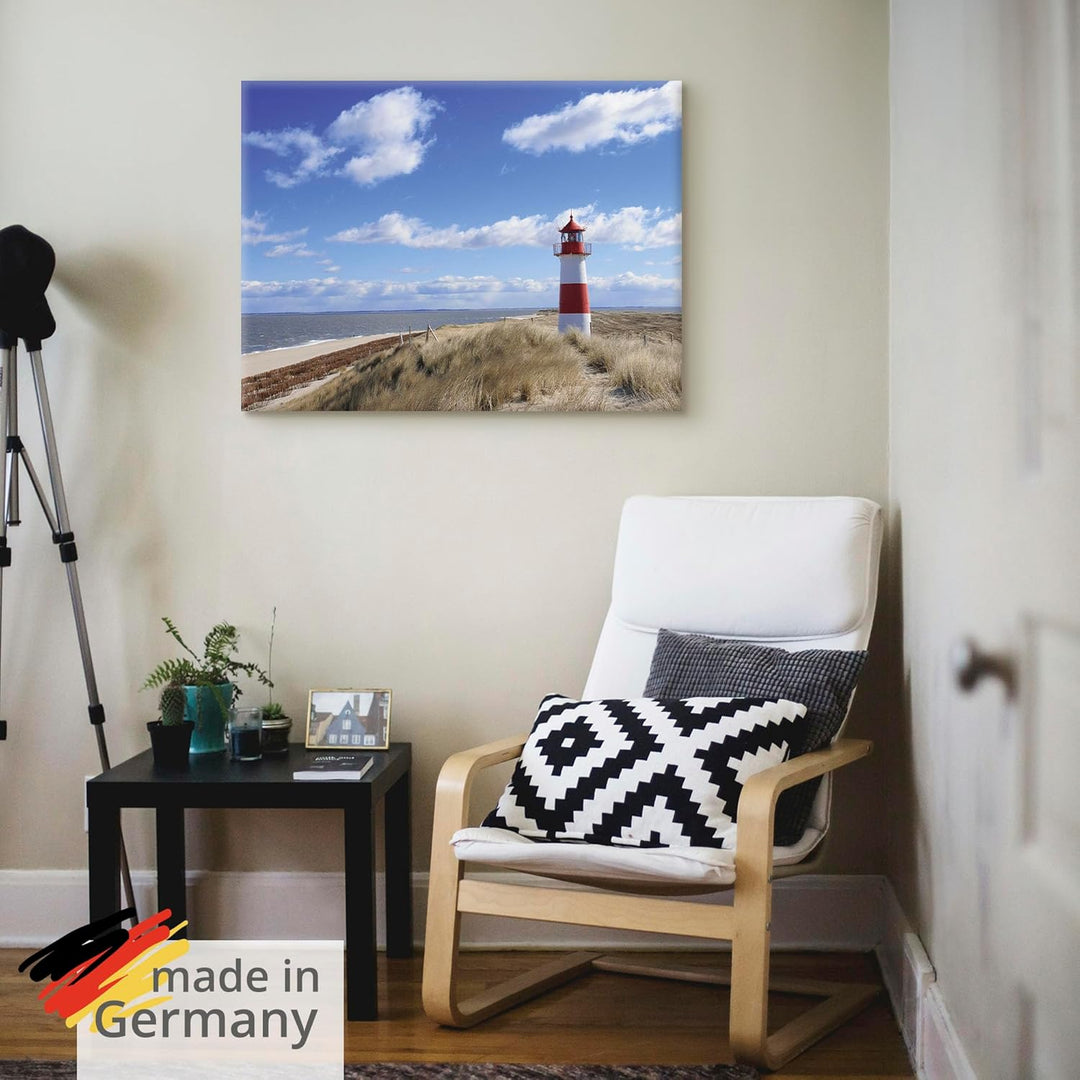 Artland Leinwandbild Wandbild Bild auf Leinwand 80x60 cm Wanddeko Strand Meer Maritim Küste Leuchttu