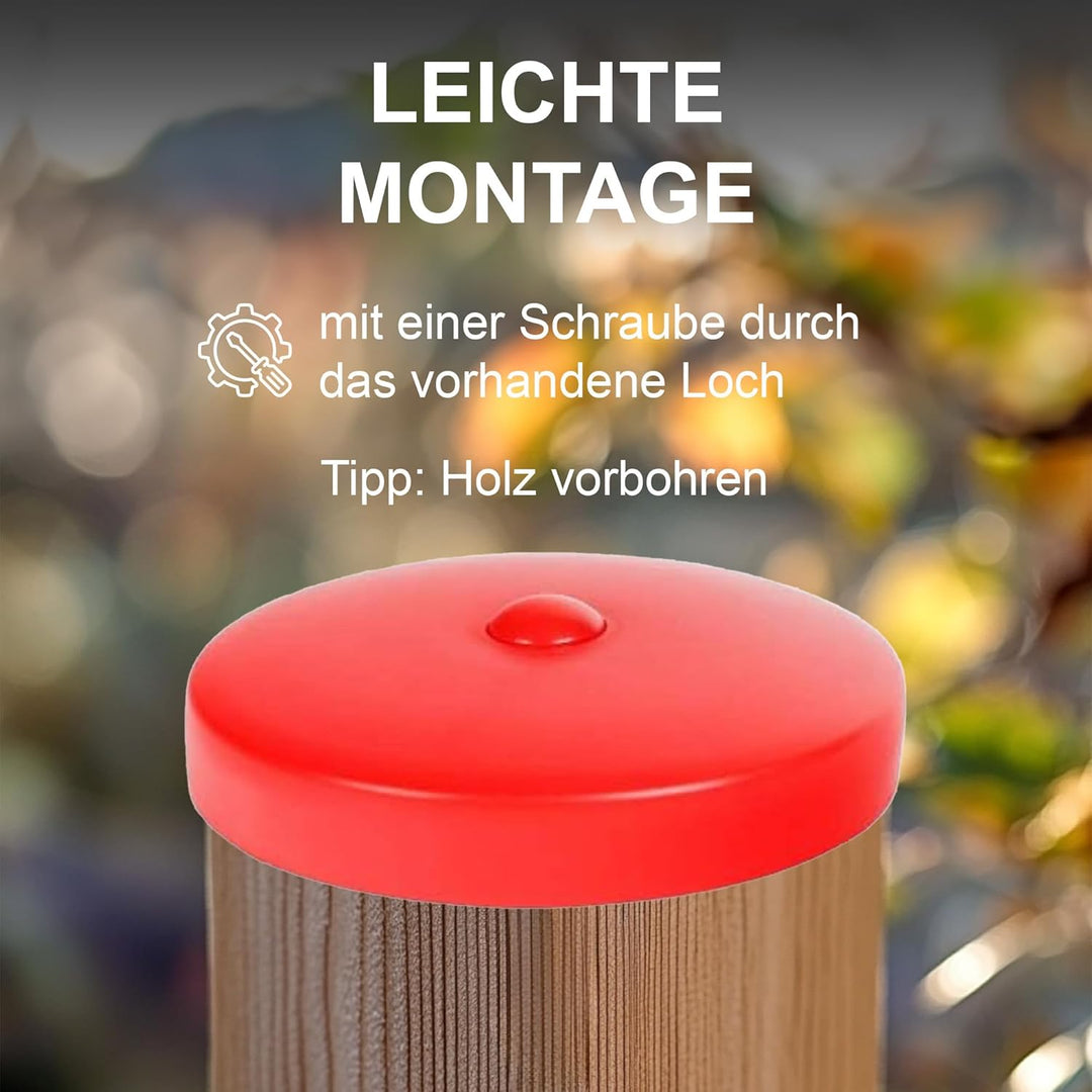 h2i Pfostenkappe | Kunststoff Rot | Ø 121 mm | 10 Stück | Runde Abdeckkappe für Garten Holzpfosten P
