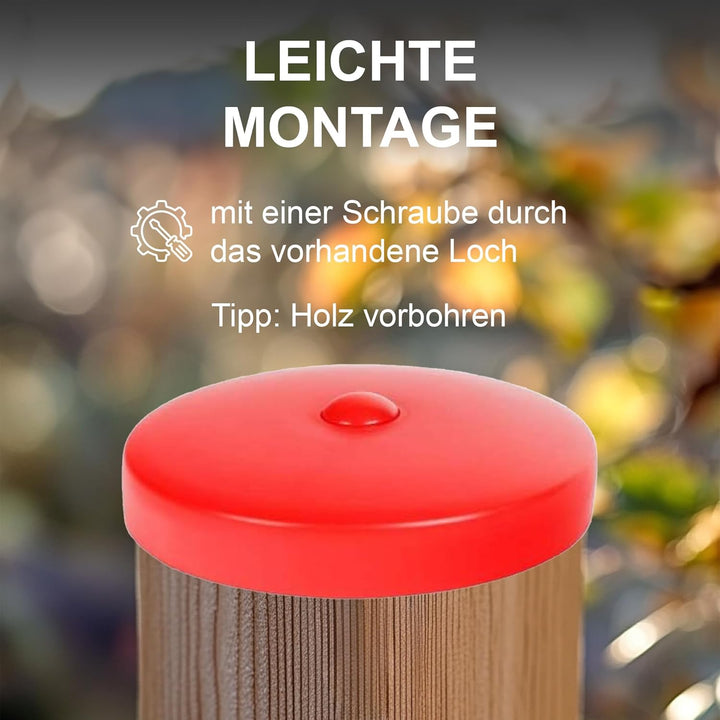 h2i Pfostenkappe | Kunststoff Rot | Ø 121 mm | 10 Stück | Runde Abdeckkappe für Garten Holzpfosten P
