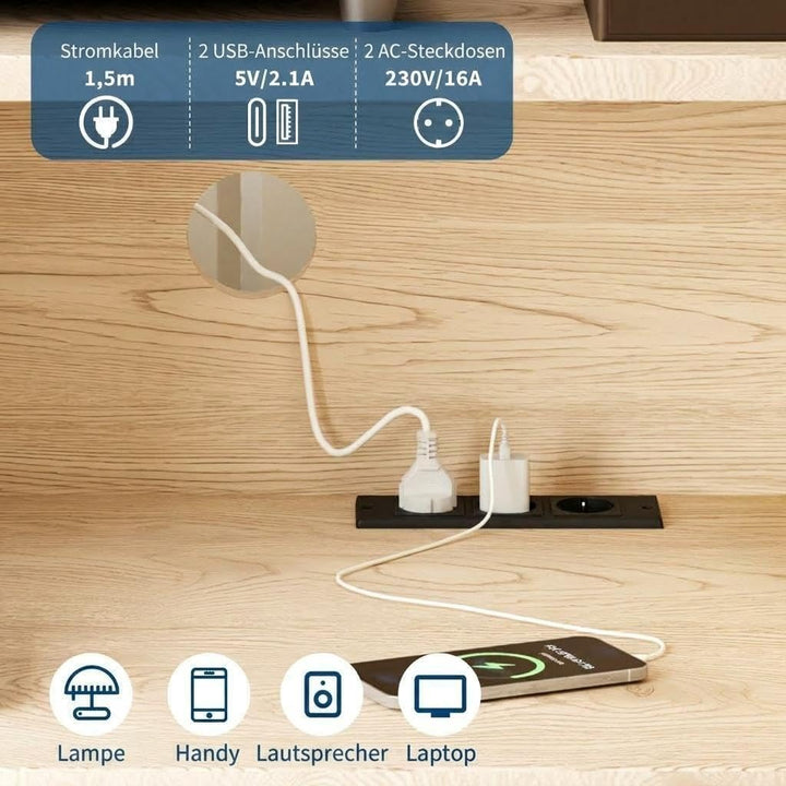 Garvee Grosses Plattenspieler Regal, Schallplattenregal für bis zu 350 Vinyl, Holzregal mit USB und