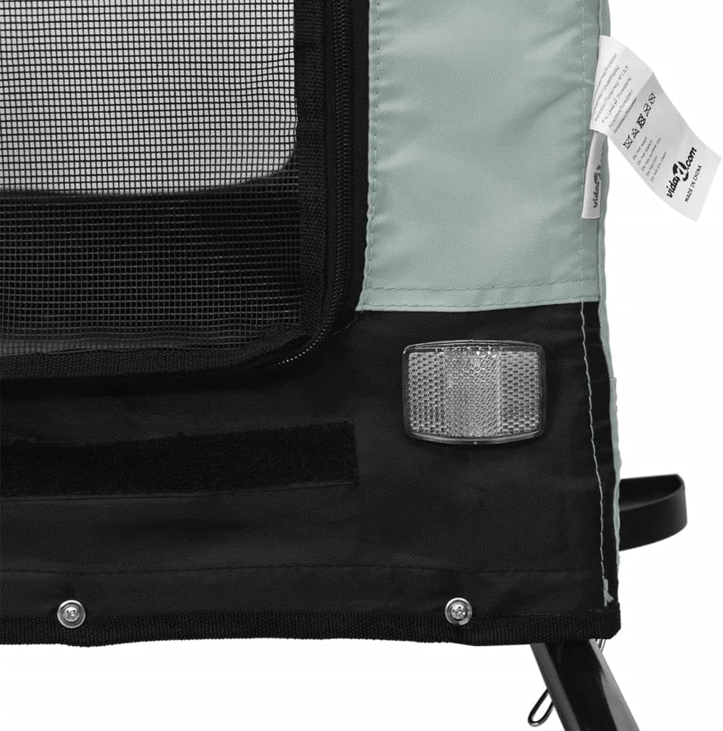 vidaXL Fahrradanhänger Hunde Grün und Schwarz Oxford-Gewebe &amp; Eisen Grau 124 x 65 x 66 cm, Grau 124