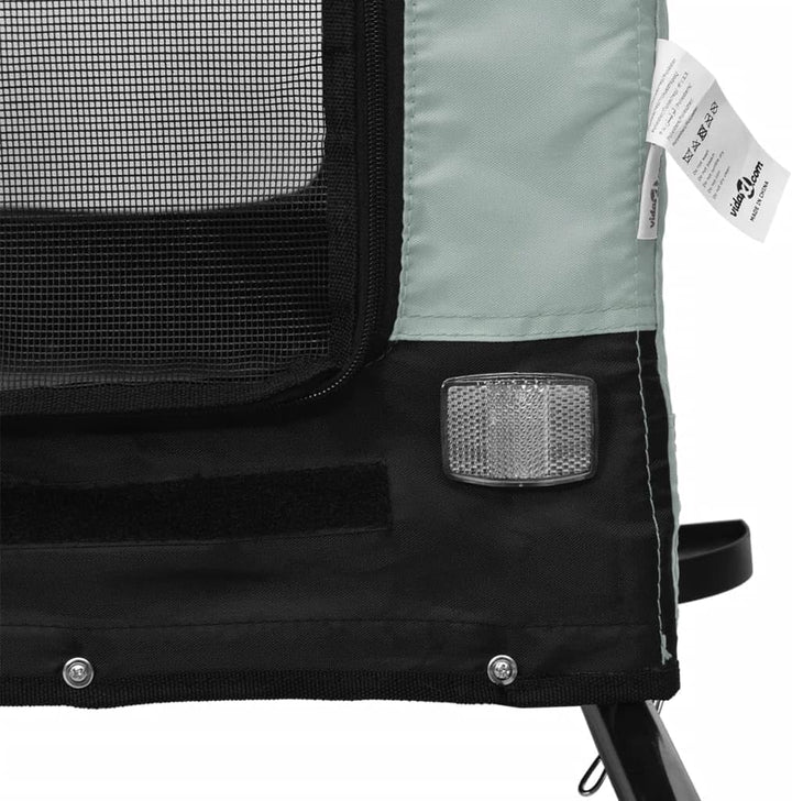vidaXL Fahrradanhänger Hunde Grün und Schwarz Oxford-Gewebe &amp; Eisen Grau 124 x 65 x 66 cm, Grau 124
