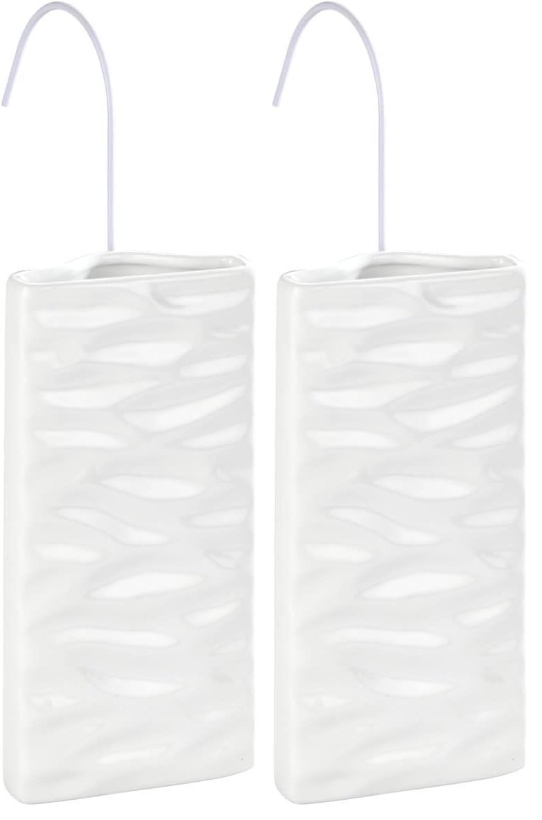 WENKO Keramik Luftbefeuchter Wellen, zum Aufhängen an Rippen-Heizungen, flache Form, Weiss (Packung