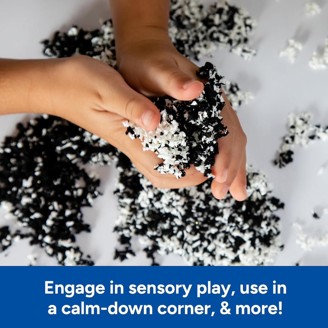 Learning Resources Playfoam Pluffle X-Röhre mit schwarz-weissem Pluffle, Sensorik-Spielzeug, trockne