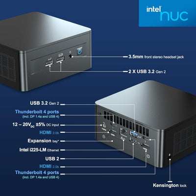 Intel NUC 12 Wall Street Canyon Mini-Computer, Core i5-1240P, 16GB RAM, 512GB SSD, Win 11 Pro, 8K od