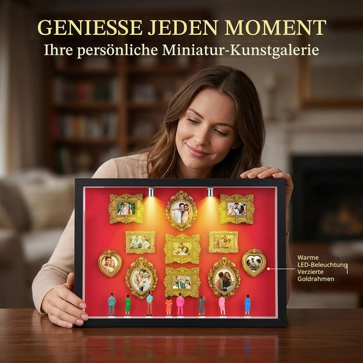 Pipihome DIY Mini Museum Bilderrahmen, Mini Figuren Menschen Museum Silhouette Box mit LED Licht &amp; G