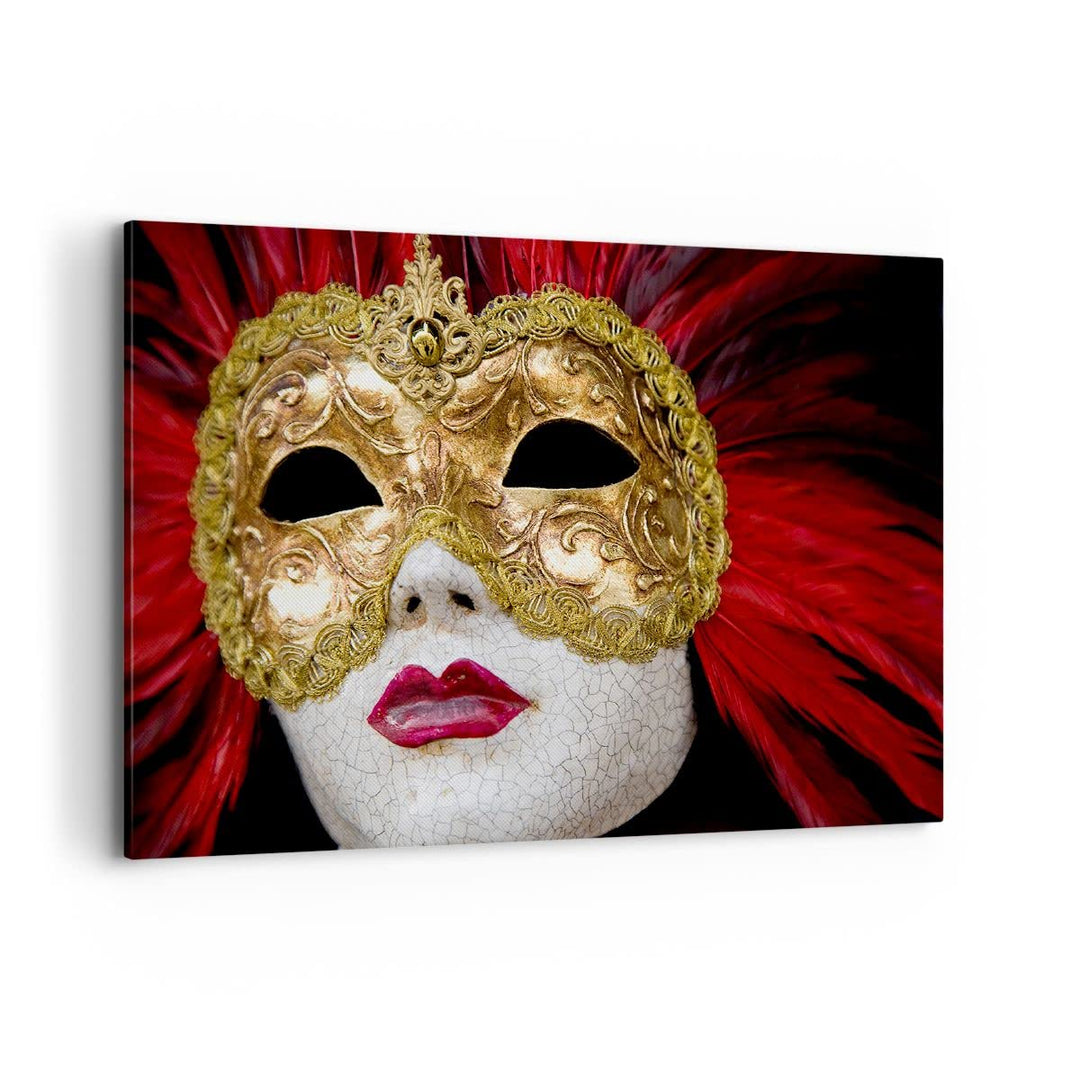 Bilder auf Leinwand 100x70cm Leinwandbild Venezianische Maske Kostüm Spass Feder Gross Wanddeko Bild