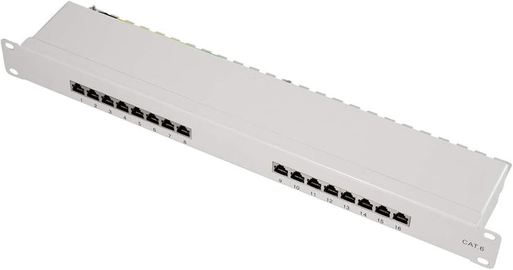 LogiLink Professional EconLine Cat.6 (250 MHz) Patchpanel - Verteilerfeld, 19", STP (geschirmt) 16-P