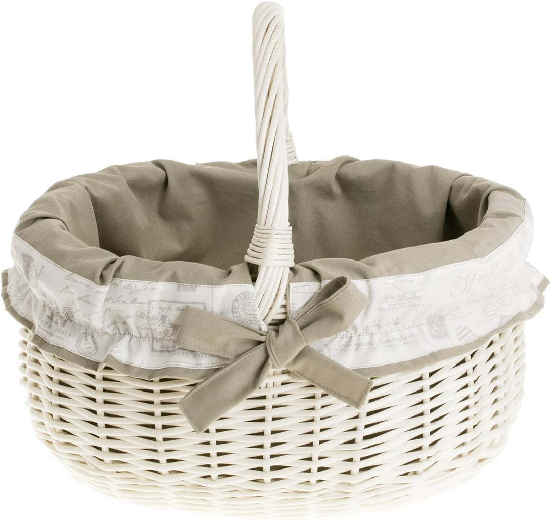 e-wicker24 Einkaufskorb Weide Geflochtener Korb mit Henkel Aufbewahrungskorb Leicht Picknickkorb Ges