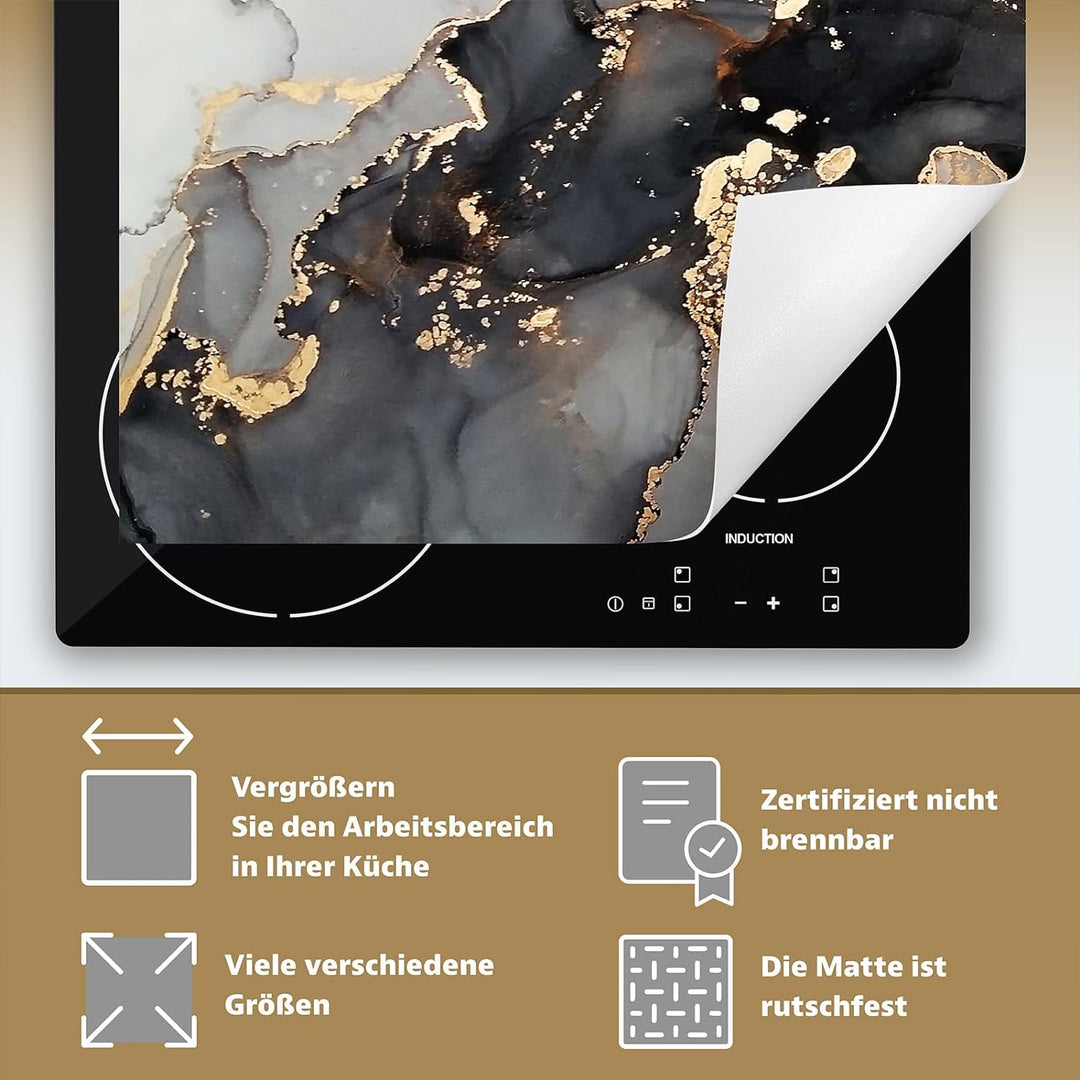 SMTDeco Herdabdeckplatte Ceranfeld abdeckung Aufrollbare Matte für Induktion Einteilig 80x52 cm Marm