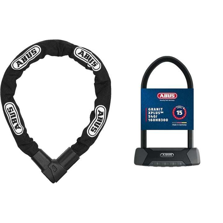 ABUS Kettenschloss Citychain 1010/110 & Bügelschloss Granit XPlus 540 + USH-Halterung - Fahrradschlo
