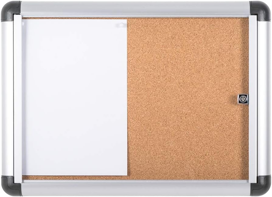 Bi-Office Schaukasten Vitrine"Enclore Extra", Kork, geeignet für 2 x DIN A4, silberner Aluminiumrahm