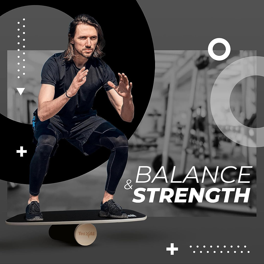 Yes4All Indoorboard aus Holz, Surf Balance Board mit glatter Oberfläche und Rolle für alle Trainings