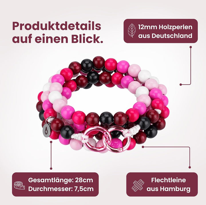 beadstars Perlen Handykette Universal zum Umhängen inkl. Patch und Geschenkbox, handgefertigt in Deu