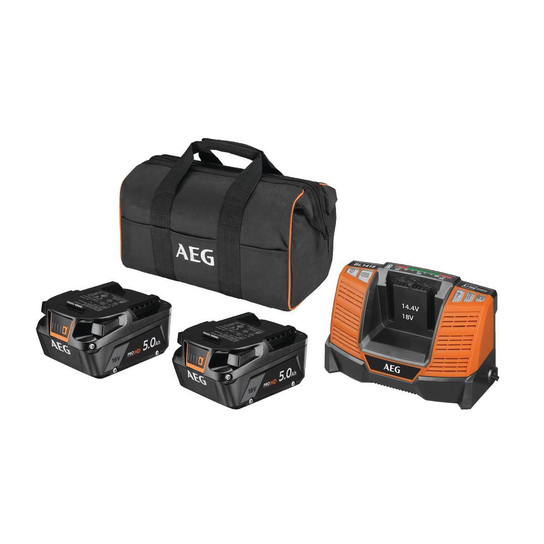 AEG 18 V Pro18V Akku-Starterset, SETLL1850SHD, 2x5 Ah, Zwei Akkus und Ladegerät
