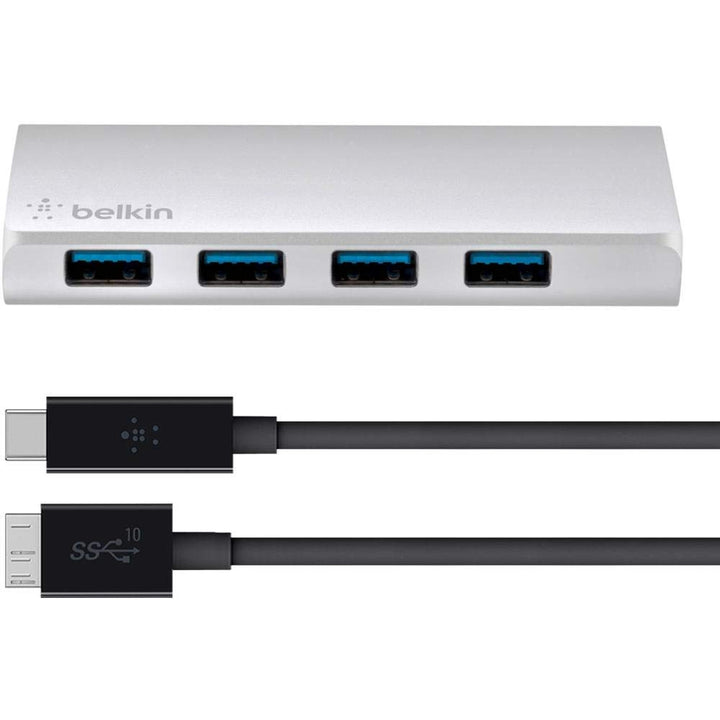 Belkin 4-Port USB 3.0 Hub USB-C auf USB-A (inkl. USB-C/3.1-Micro-B-Kabel, geeignet für MacBooks und