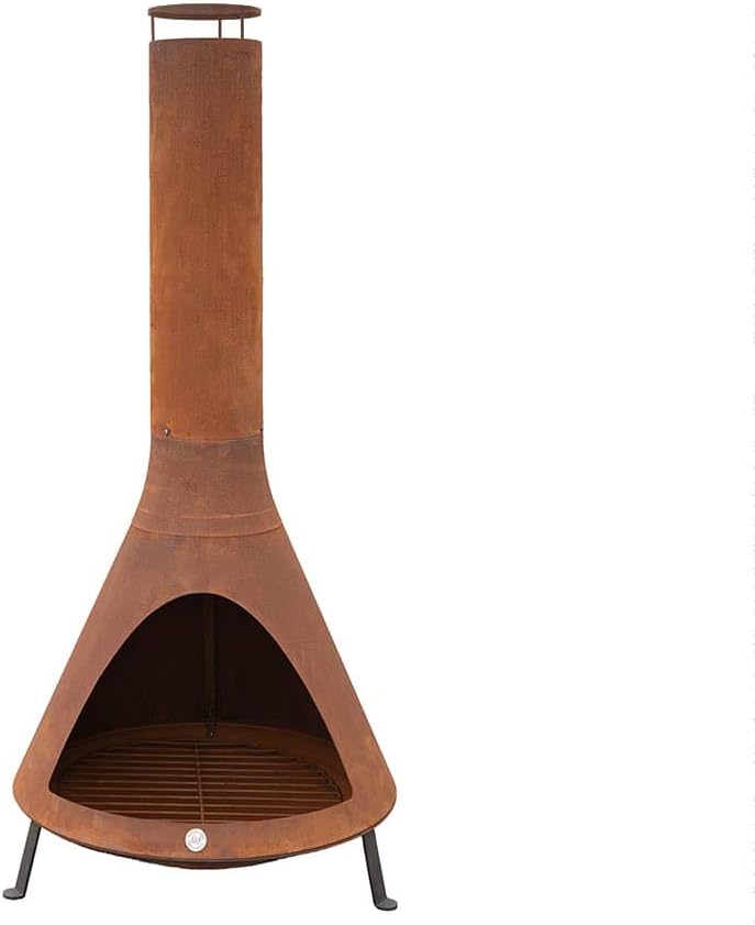 WESTMANN Gartenofen | 70x70x160 cm Rost | Gartenkamin aus pulverbeschichtetem Stahl | Feuerstelle fü