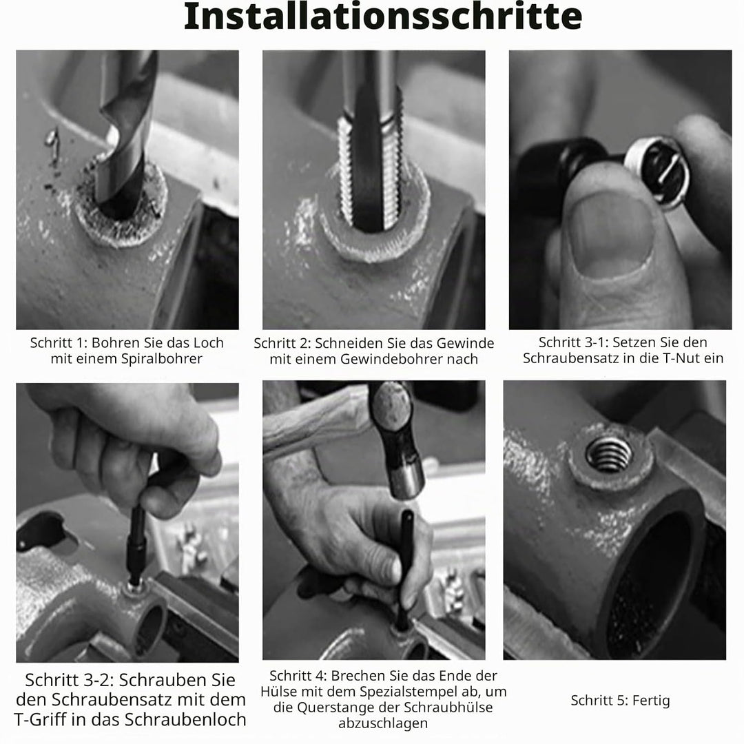 M18x1,5 Gewindereparatursatz Edelstahl-Spiralbohrerschlüssel Gewindeeinsatz für Auto