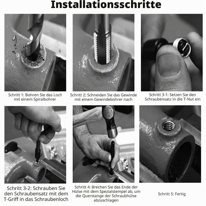 M18x1,5 Gewindereparatursatz Edelstahl-Spiralbohrerschlüssel Gewindeeinsatz für Auto