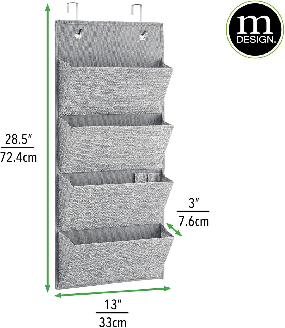 mDesign Schrank - Organizer aus Stoff zur Wandmontage oder Hängen über die Tür für Handtaschen, Spie