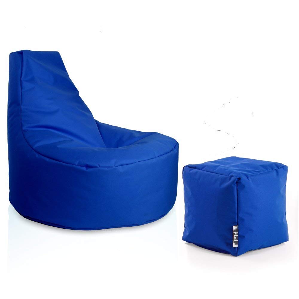 PATCH HOME Gamer Sessel Sitzsack inkl. Würfel Bean Bag Set Ø75cm, 30cm Sitzhöhe, 80cm Höhe + 35x35cm