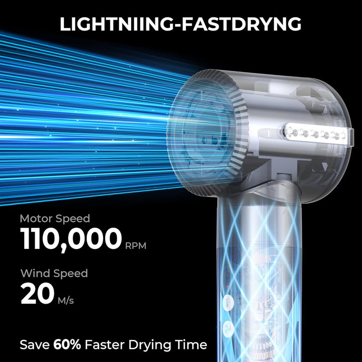 Air Styler 7 In 1, 110000 U/Min Hochtouriger Motor Haartrockner Warmluftbürste Set Mit 7 Aufsätze, T