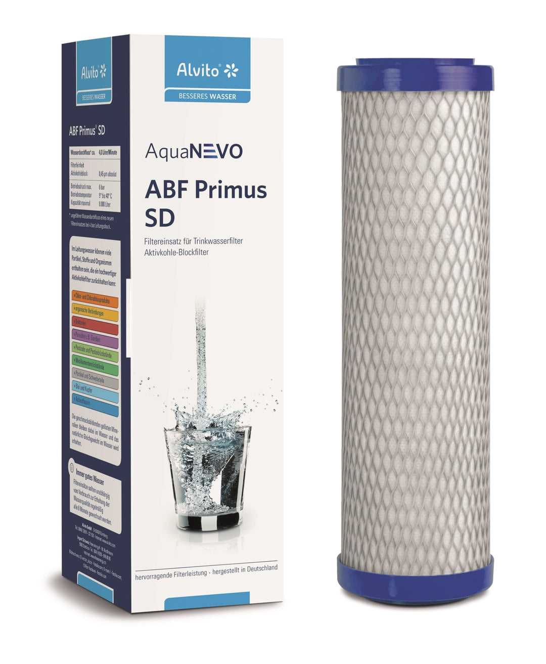 Alvito Filter Filterkartusche Aktivkohlefilter ABF Primus® Duplex® SD/CLC/EM/SD (gelb, blau, grün, r