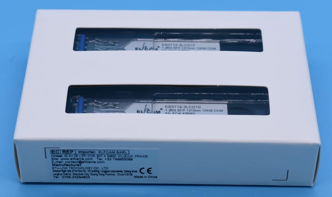 Elfcam® – 1,25 Gbps SFP Transceivermodul, Glasfaseranschluss LC/UPC Duplex (1310nm, 10KM), 1310nm, 1