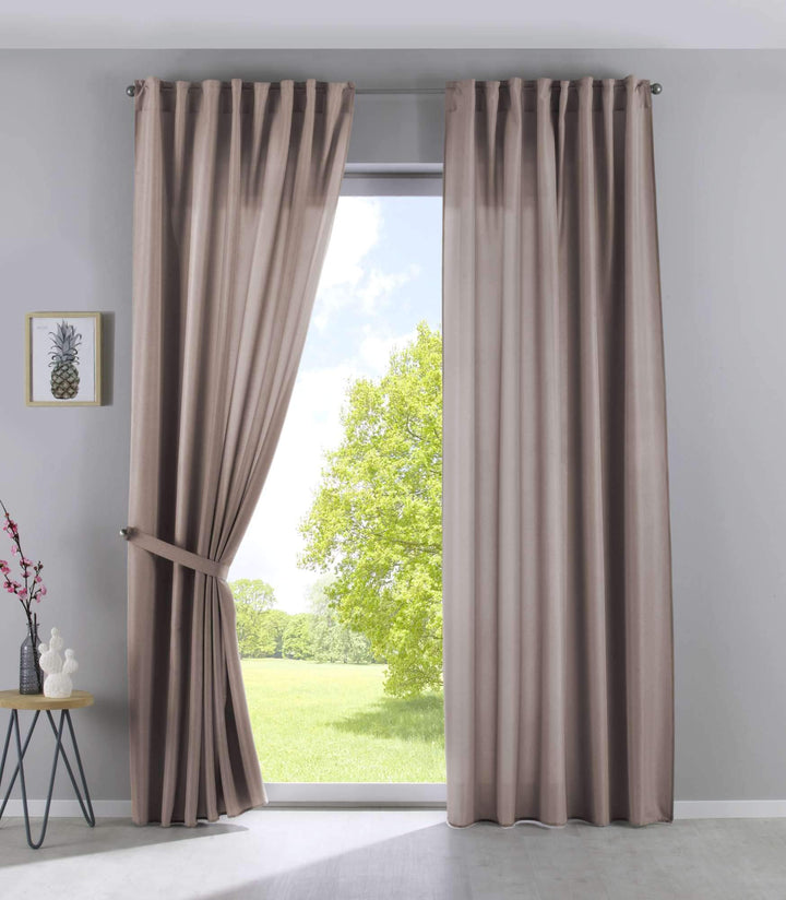 2er Set Vorhänge Verdeckte Schlaufen Cationic »JENA« HxB 225x140 cm Taupe Blickdicht Leinen Optik Ga