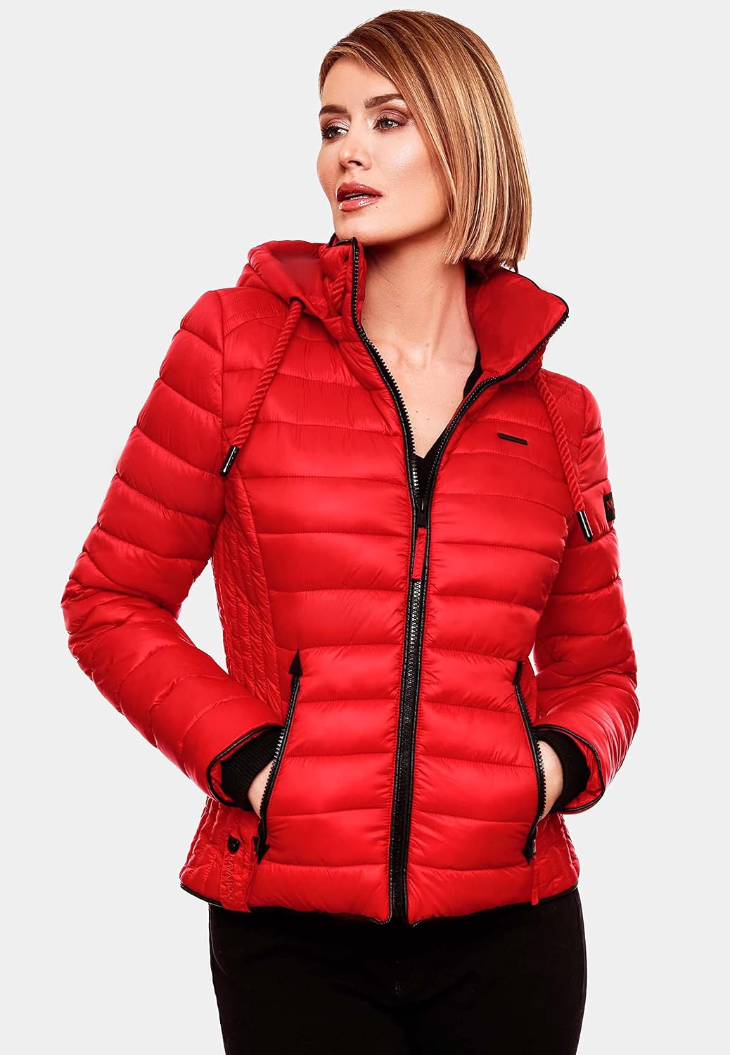 Navahoo Damen leichte Übergangsjacke Steppjacke mit Kapuze Lulana XS-XXL XS Rot, XS Rot