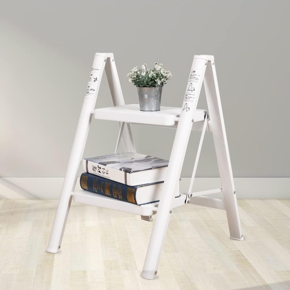 BAOYOUNI Trittleiter 2 Stufen Klappbar Haushaltsleiter Leiter rutschfeste Stufenleiter 20 cm Breite