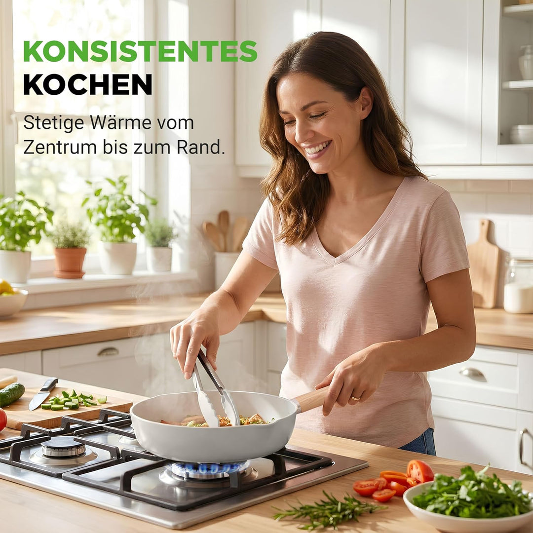 NutriChef Keramik Kochgeschirr Set – Töpfe und Pfannen, 14-teilig für Induktion mit Antihaftbeschich