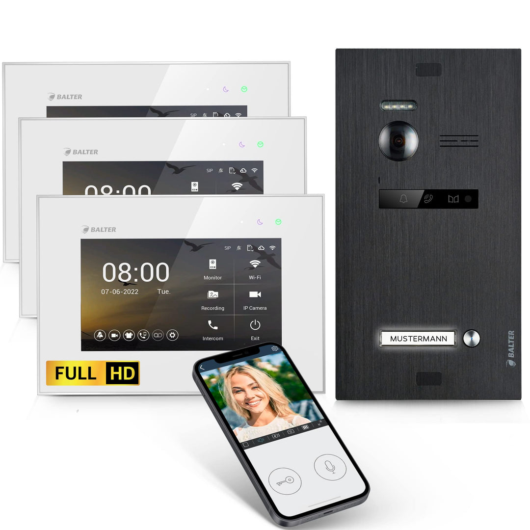 Balter EVO-HD Video Türsprechanlage, Video Türklingel mit Kamera, Smartphone App, 1 Familienhaus Kli
