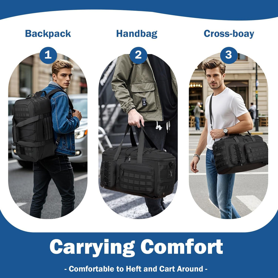 3 in 1 Sporttasche Herren mit Schuhfach & Rucksackfunktion Taktische Reisetasche Handgepäck Rucksack