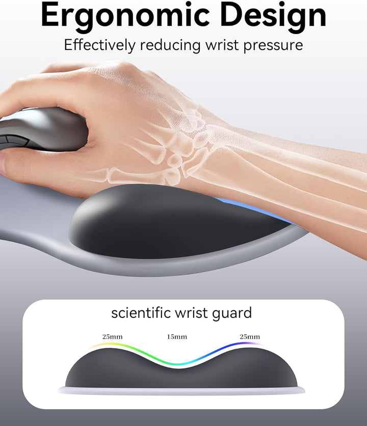 Mauspad mit Gelkissen,Ergonomisches Mousepad mit handauflage mit weichem Gelpolster,rutschfester Bas