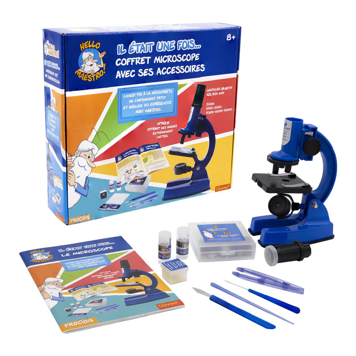 SILVERLIT – Zoom-Mikroskop-Box 100 bis 1200 – 66 Zubehörteile + 50 wissenschaftliche Experimente – f