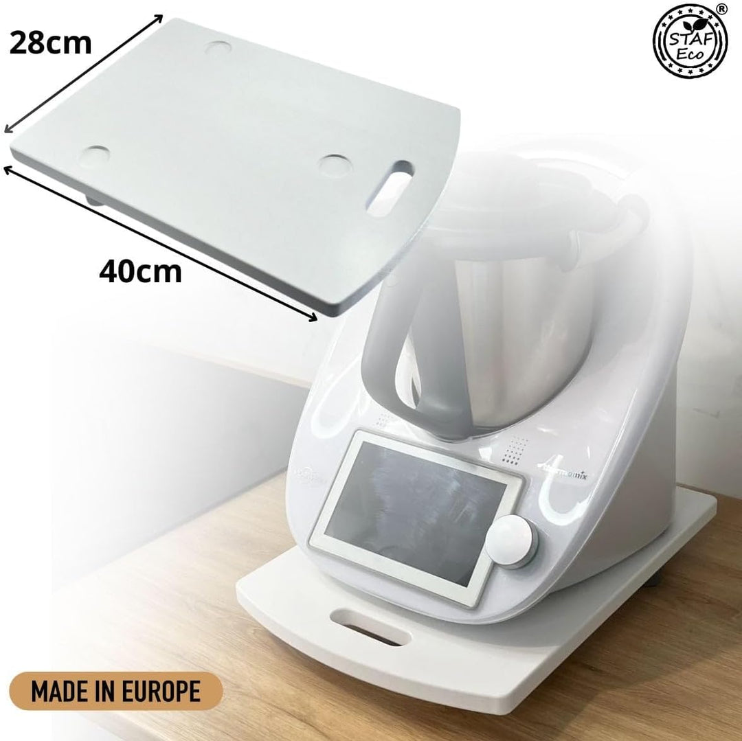 STAFECO® Gleitbrett für Thermomix Holz 100% TM6 TM5 Zubehör Rollbrett Slider müheloses Verschieben &