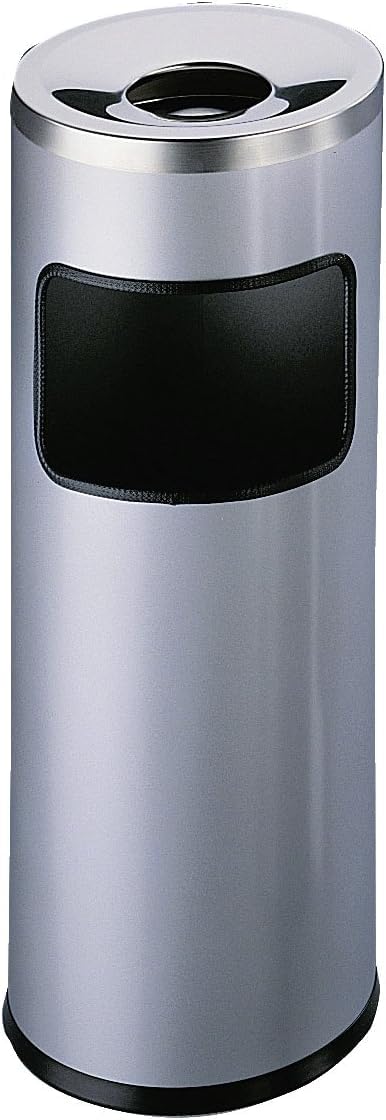 Durable Papierkorb Safe mit Ascher und Flammenlöschkopf, rund, silber, 333223, Silber