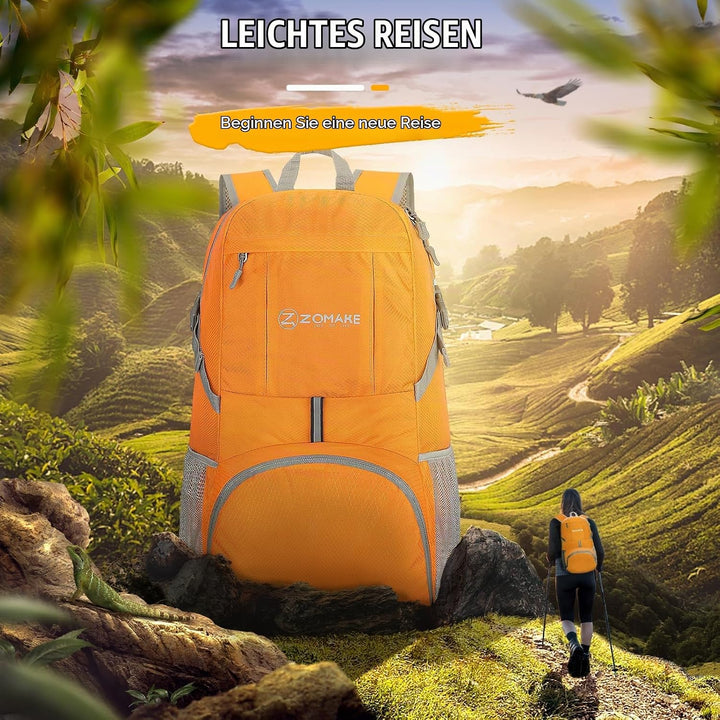 ZOMAKE Faltbarer Rucksack 35L,Leichter Rucksäcke Wasserdicht Wanderrucksack Packable Backpack für Da