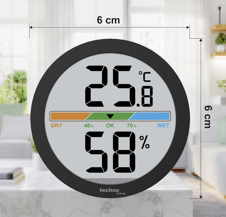 Technoline WS9418 Mini Thermo-Hygrometer, Raumklimastation mit Temperatur, Luftfeuchte und farbige R