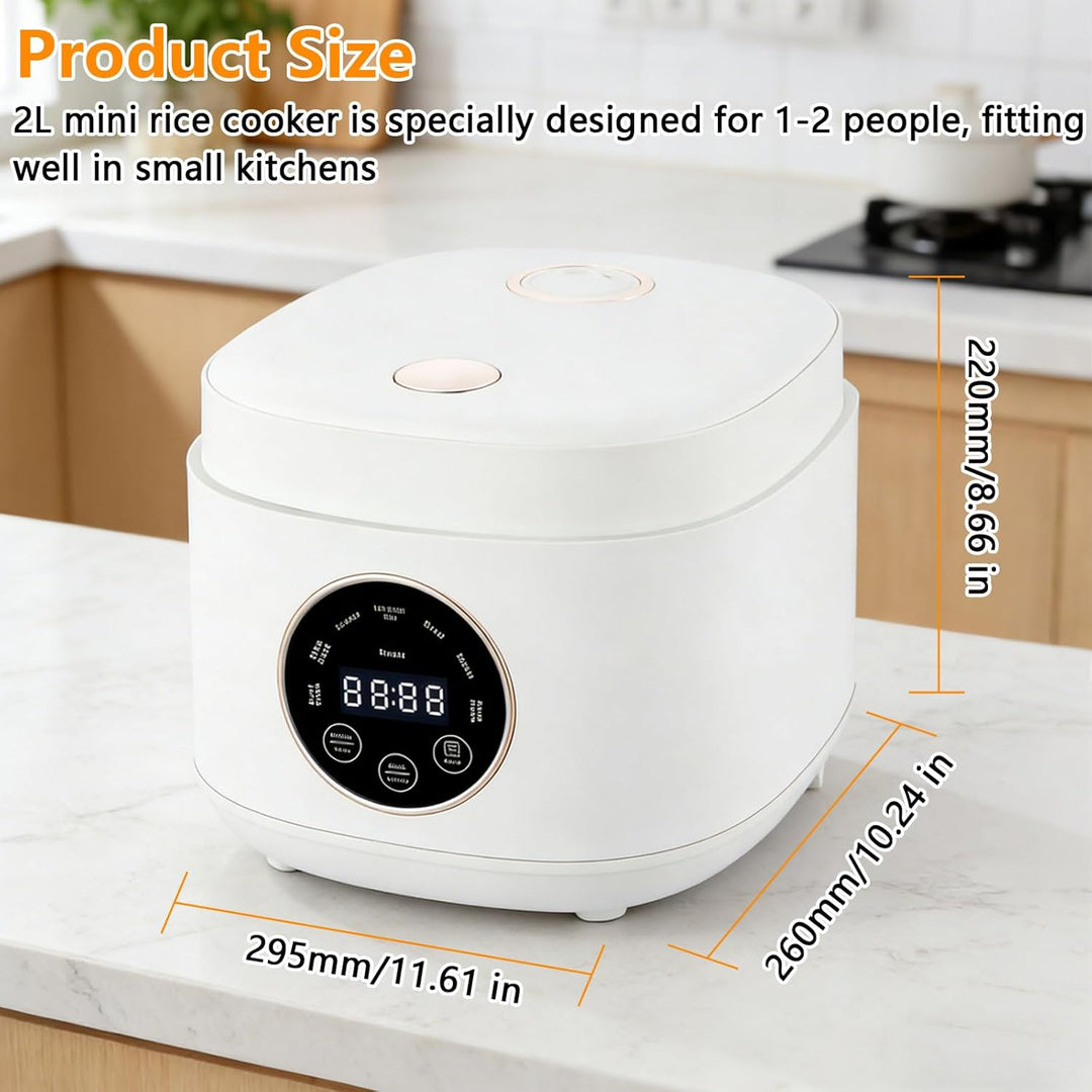 2L Low Sugar Reiskocher, Rice Cooker mit Low Carb Funktion, 500W Digitaler Multikocher mit 24-Stunde