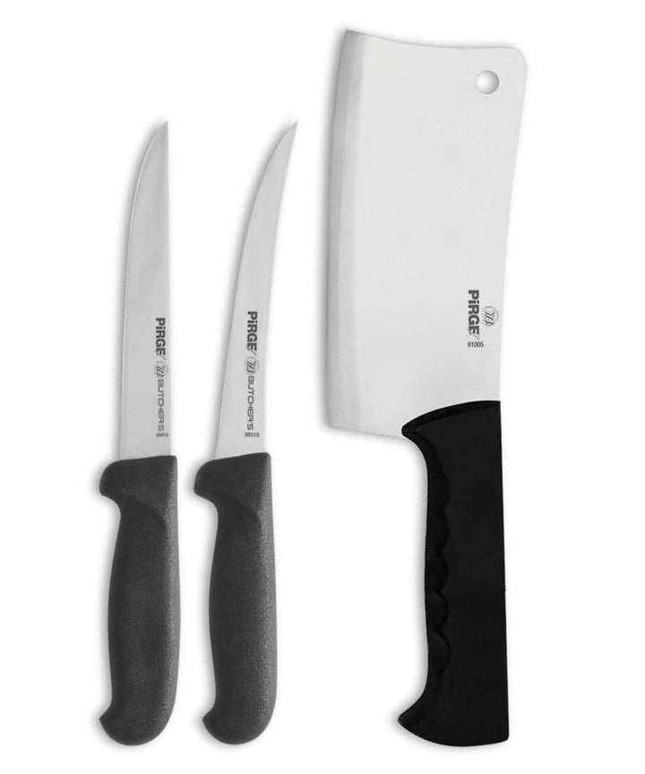 Pirge Butcher's Metzgermesser Set 3 TLG - Hackbeile und Ausbeinmesser - Knochenbeil - Metzgerbeil -