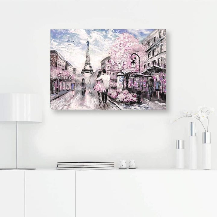 Feeby Wanddeko Paris Bild Kunstdruck modern Malerei Rosa 90x60 cm, 90L x 60B cm M14069