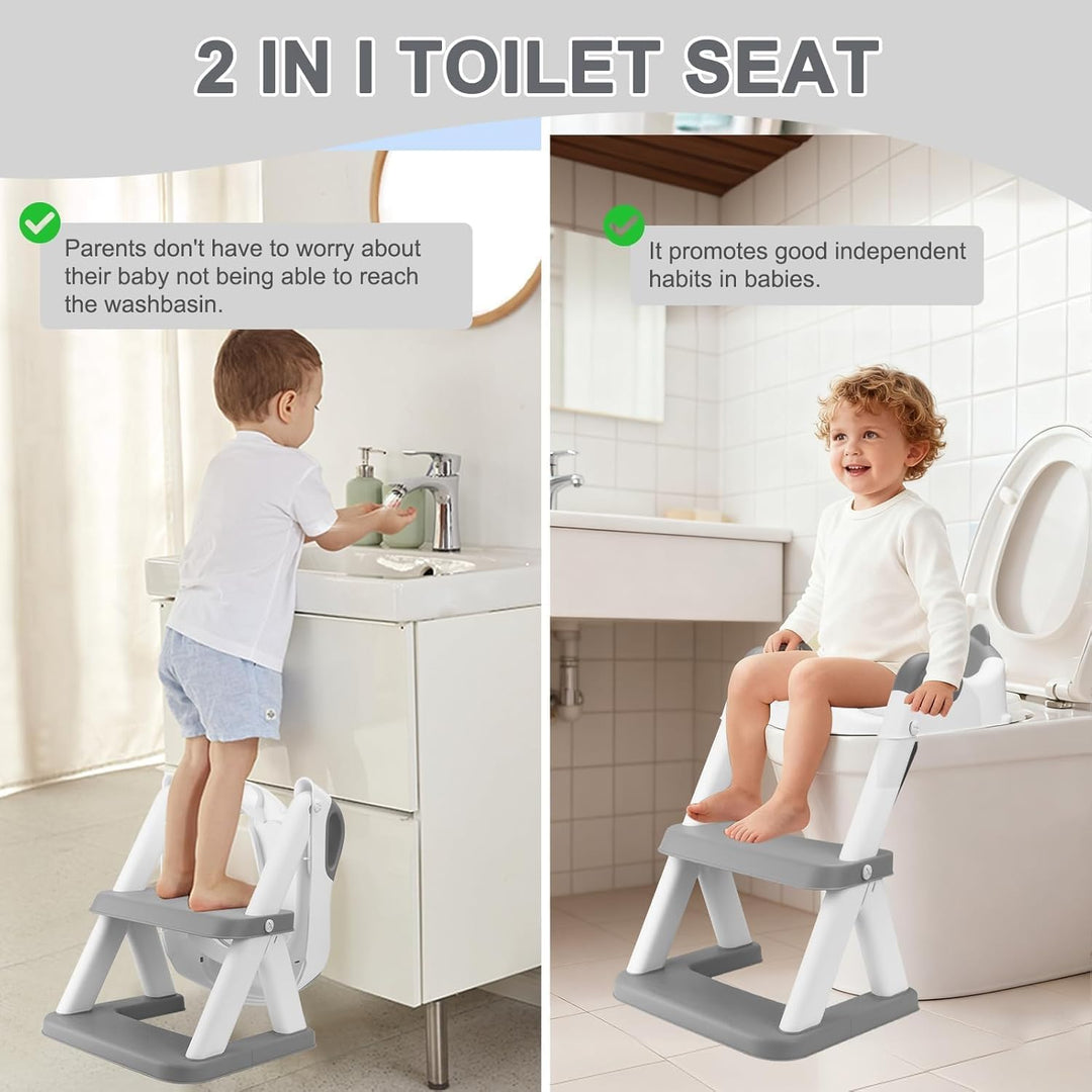 Toilettensitz Kinder mit Treppe,Stabil Kinder Toilettensitz mit Dreiecksstruktur,Toilettenleiter für