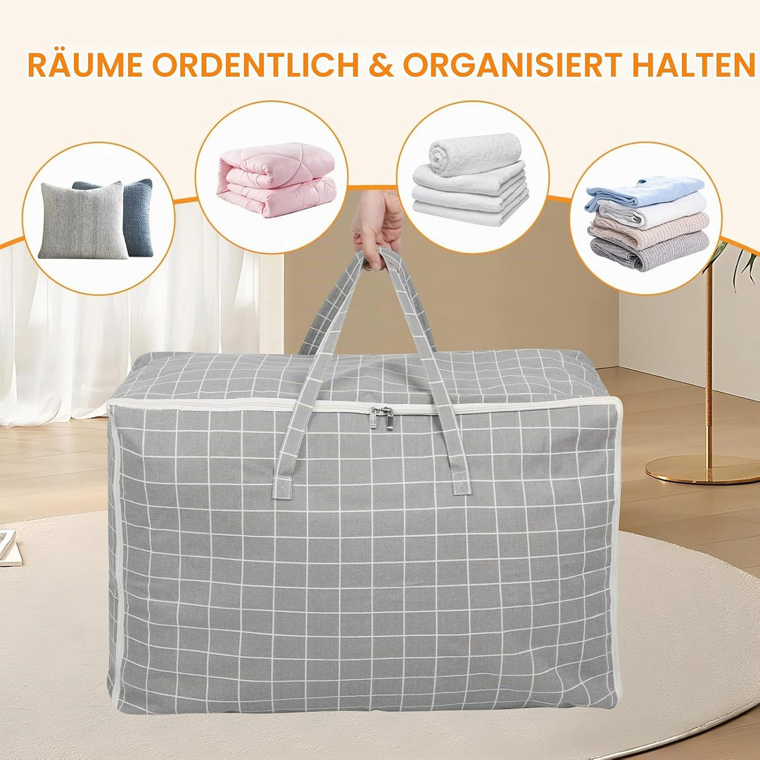 Cozary 2 Stück Aufbewahrungstasche Gross, 105L Umzugstaschen mit Handgriff, Wasserdichte Tragetasche