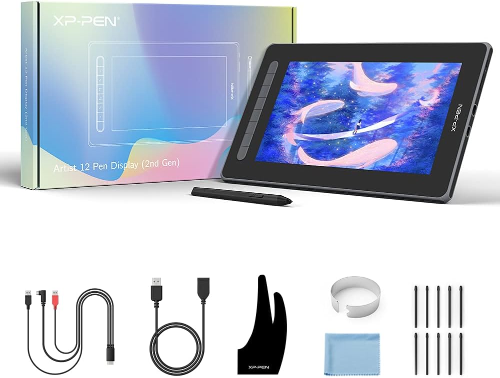 XP-PEN Artist 12 2. Generation Grafiktablett mit Display 11,9 Zoll 127% sRGB Farbraum mit X3 Smart-C