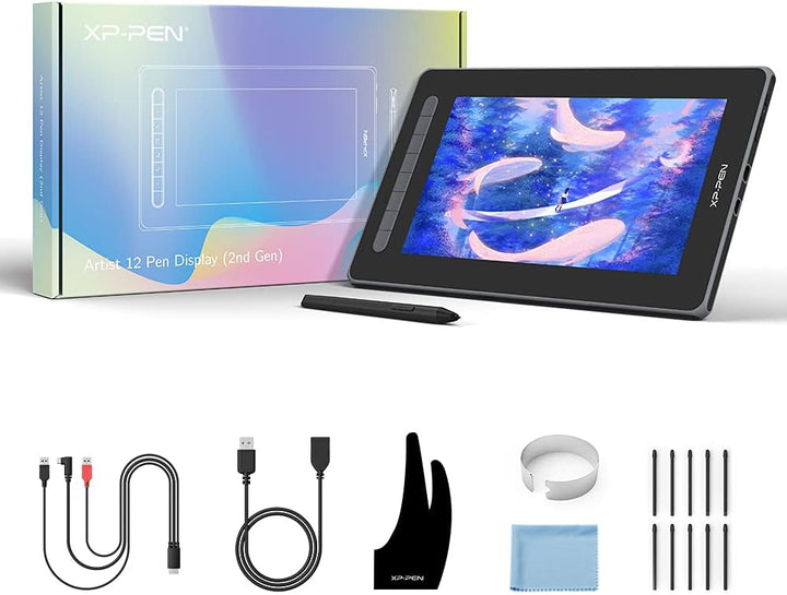 XP-PEN Artist 12 2. Generation Grafiktablett mit Display 11,9 Zoll 127% sRGB Farbraum mit X3 Smart-C