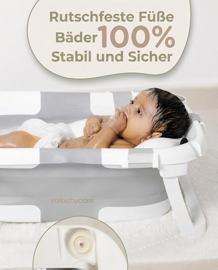 Baby Badewanne Faltbar Antirutsch Ergonomisch Neugeborene Bis 2 Jahre mit Panda Kissen Gross und gep