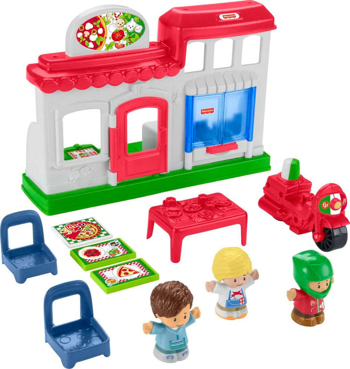 Fisher-Price HBR79 - Little People Pizzeria Spielset, mit 3 Figuren und Zubehör, für Kinder von 1 bi